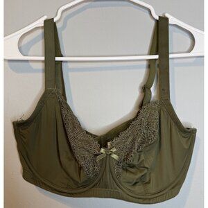Elegant Olive Lace Trim Bra